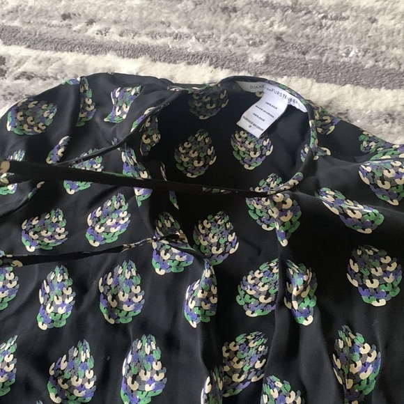 Diane Von Furstenburg Blouse Black Nova Long Sleeve Silk Wrap size 0 career - Picture 9 of 12